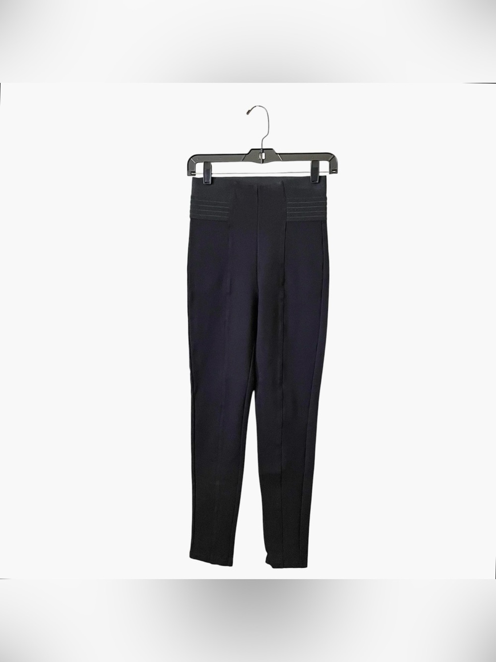 Zara High Waisted Ponte Legging Pants Women's Size S Black Pull On Stretch Knit